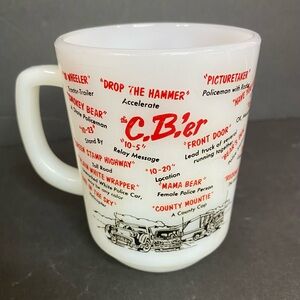 Fire King Vintage Trucker CB Radio Anchor Hocking Milk Glass Retro 70s M…